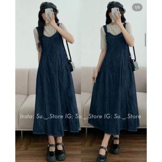 Váy jeans 2 dây lưng chun dáng xòe mã Yemjean634/P0K11