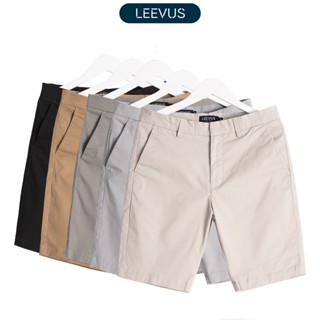 Quần short kaki nam LEEVUS, Lưng khuy cài, vải kaki mềm, đường may ẩn, form vừa vặn S105 QK06