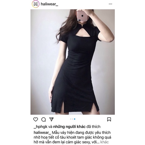 Thanh lý/Pass Đầm body cổ tàu khoét tam giác Haliwear
