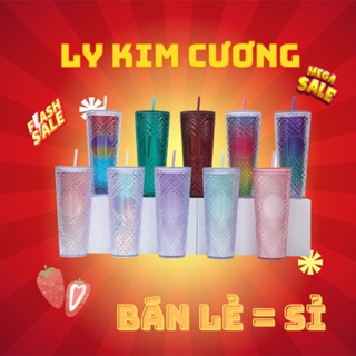 Ly Nước Kim Cương Starbuck 810ML Cao Cấp, Chất Liệu Nhựa ABS Cách Nhiệt, Tặng Ống Hút