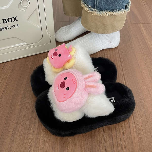 Dép Lông Xù Kiểu Hoạt Hình Đáng Yêu Cho Nữ Mùa Thu Đông