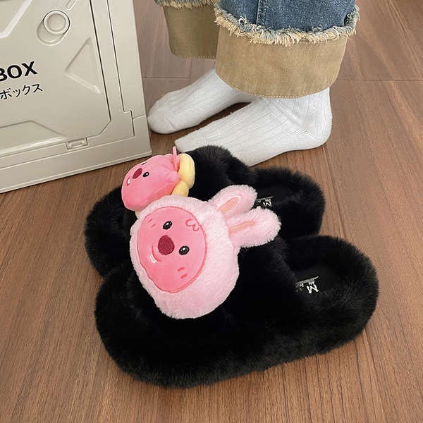 Dép Lông Xù Kiểu Hoạt Hình Đáng Yêu Cho Nữ Mùa Thu Đông