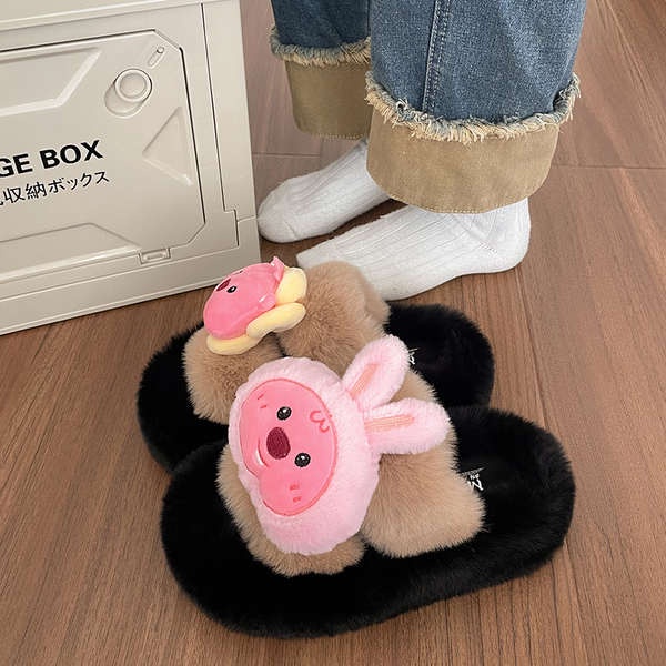 Dép Lông Xù Kiểu Hoạt Hình Đáng Yêu Cho Nữ Mùa Thu Đông