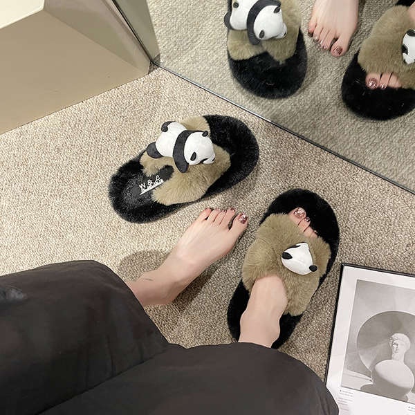 Dễ Thương Dép cotton Phối Lông Xinh Xắn Dành Cho Nữ