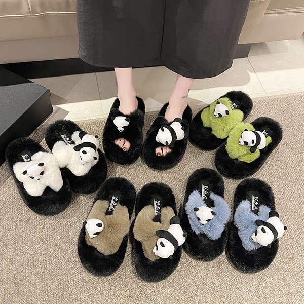 Dễ Thương Dép cotton Phối Lông Xinh Xắn Dành Cho Nữ