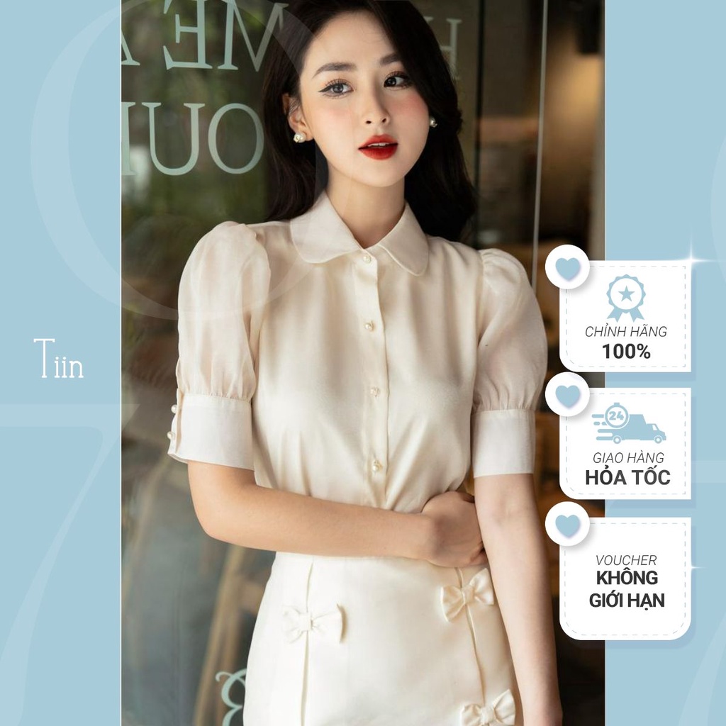 Áo sơ mi cổ sen tay cộc măng sec TIINSTORE AHN740