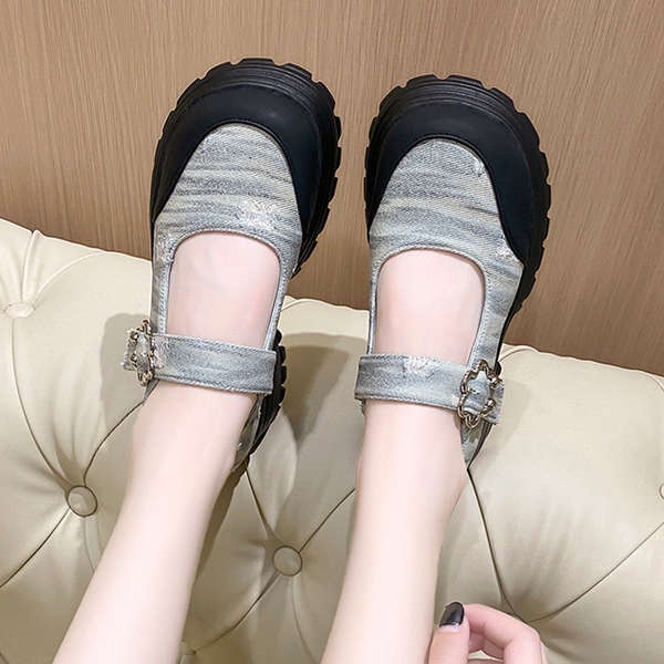 Mary jane Giày denim Đế Dày Phong Cách Anh Quốc Cho Nữ