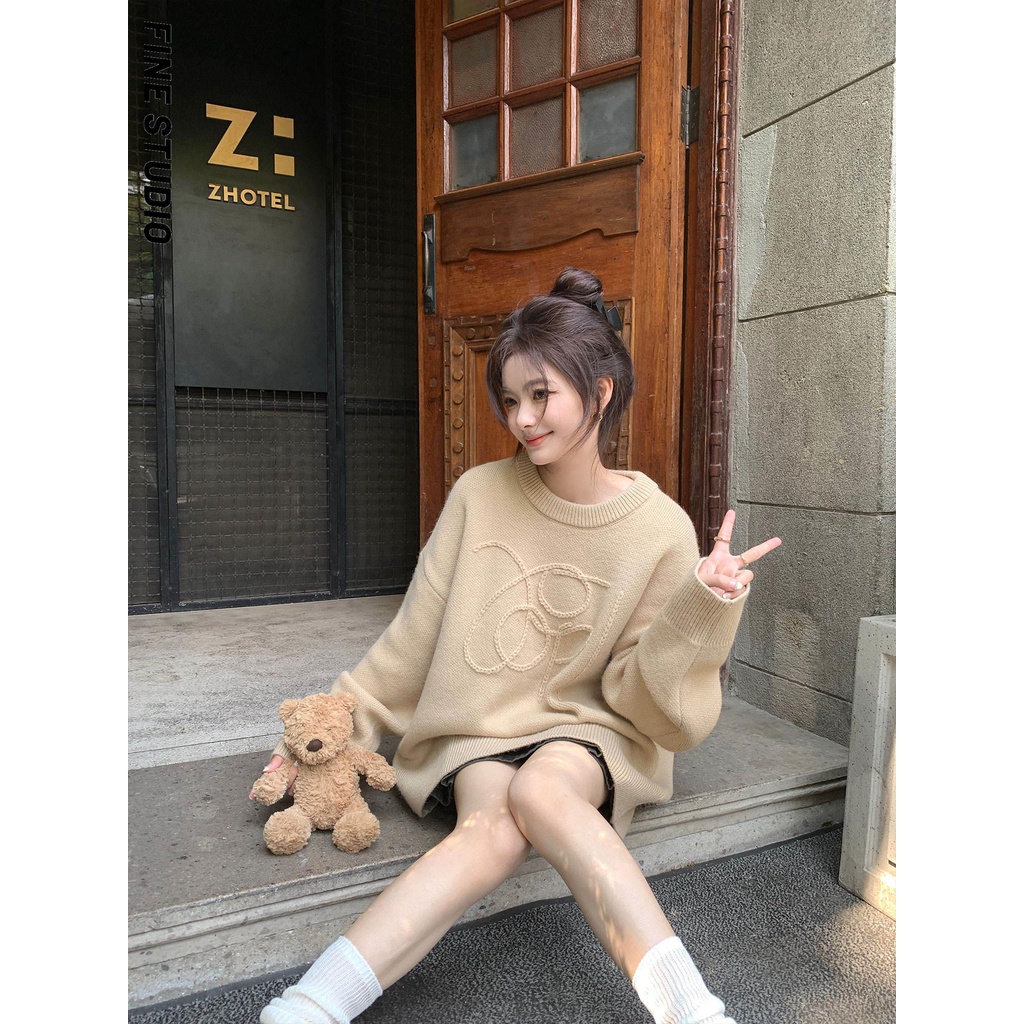Áo sweater Cổ Tròn Dáng Rộng Phong Cách Thời Trang Mùa Thu 2023 Mới