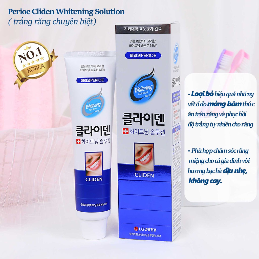 Kem đánh răng Perioe Cliden Whitening Solution Trắng răng chuyên biệt 120g