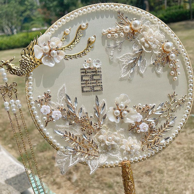 Cuốn Sách Nhỏ Màu Đỏ Với Quạt Cô Dâu Nhóm Cao Cấp Màu Xanh Lam xiuhe Làm Quà Tặng Quạt Chào diy