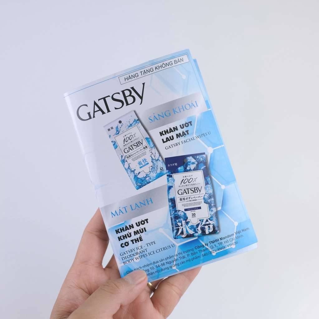 (QUÀ TẶNG KHÔNG BÁN) Khăn Ướt Lau Mặt GATSBY FACIAL Wipes U Cool Citrus 100% Cotton Mát Lạnh Sạch Nhờn Mịn Da 5 tờ