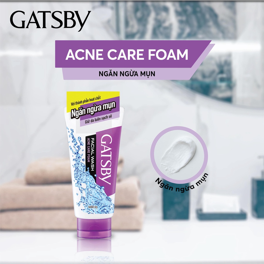 QUÀ TẶNG KHÔNG BÁN Sữa rửa mặt ngăn ngừa mụn GATSBY Facial Wash Acne Care Foam Ap 130g/tuýp