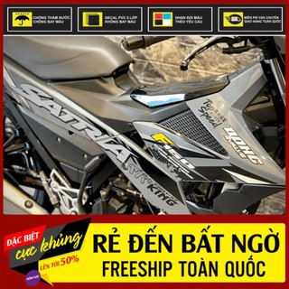 Tem rời dán xe raider fi mẫu king trắng đen xám chữ satria