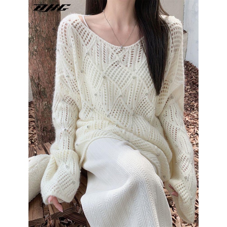 Áo Len Tay Dài Dáng Rộng Thời Trang Mùa Thu 2023 Phong Cách Mới Cho Nữ
