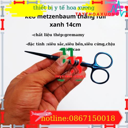 Kéo Metzenbaum cong - thẳng full xanh - germany