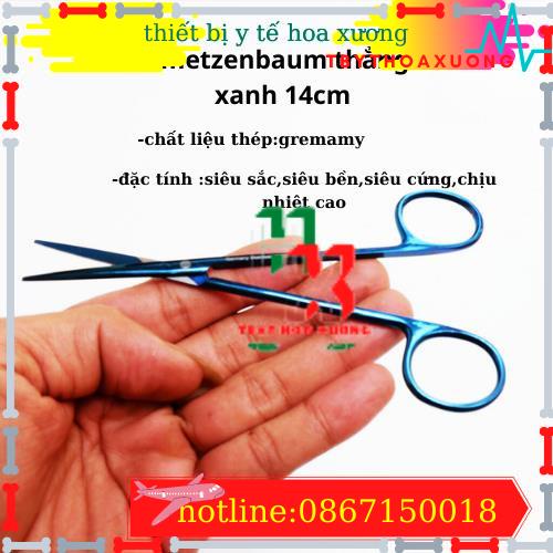 Kéo Metzenbaum cong - thẳng full xanh - germany