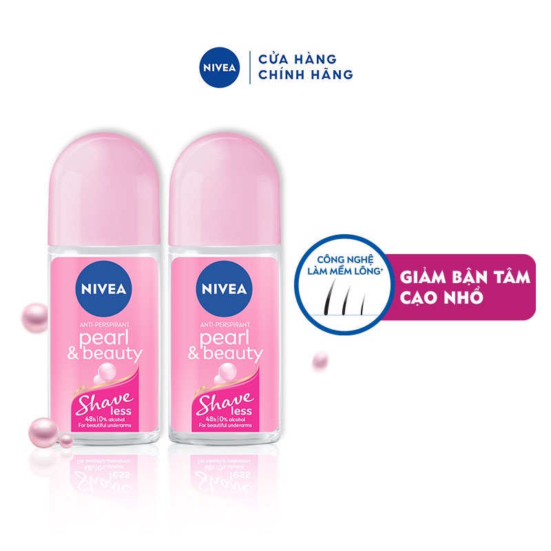 Bộ 2 Lăn Ngăn Mùi NIVEA Pearl&Beauty Shaveless Ngọc Trai | Mịn Mượt Da (50 ml) - 98500
