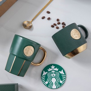 Cốc sứ uống cà phê starbucks hình trái tim có nắp đậy