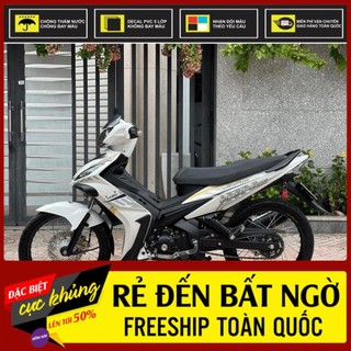 Tem rời dán xe exciter 2009 mẫu sọc trắng bạc vàng chữ crypton