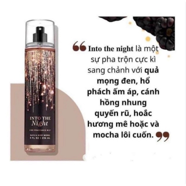 Body mist Into The Night xịt thơm toàn thân - nước hoa mini_qt
