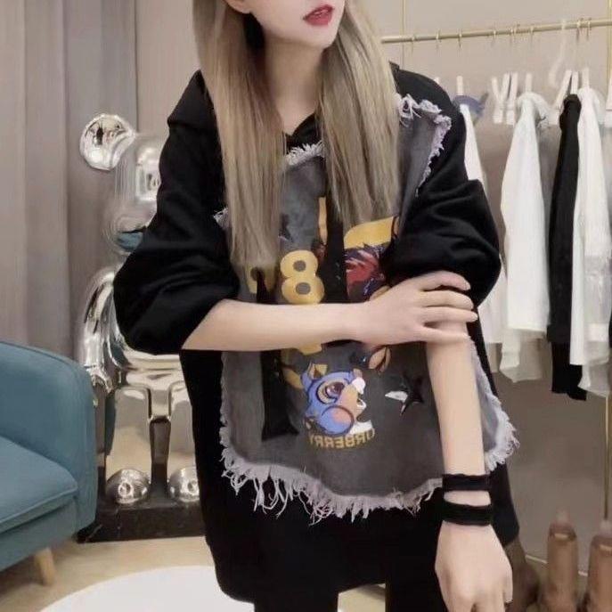 Niche Áo Hoodie In Họa Tiết Phong Cách Đường Phố Châu Âu Cá Tính Cho Nữ