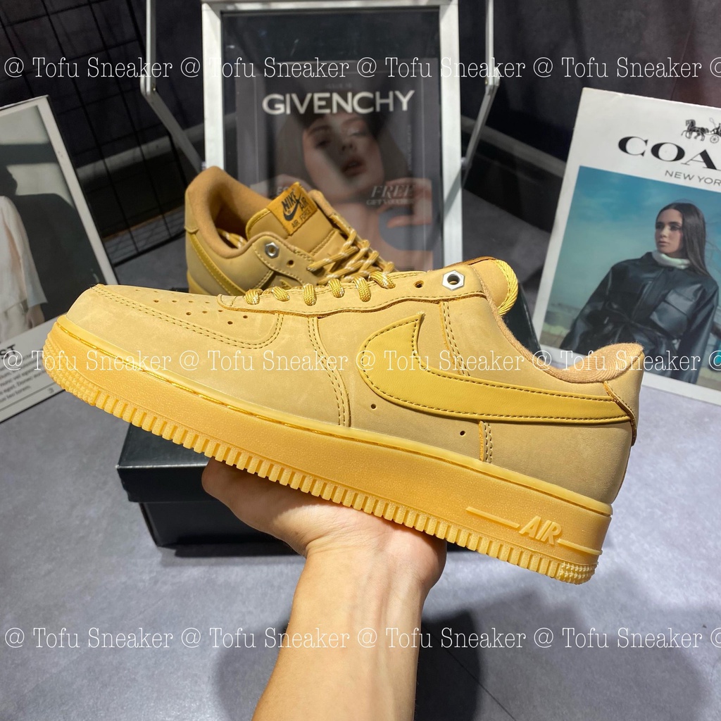 Giày AF1 Màu Vàng Da Bò Giày Air Force 1 Low Flax Wheat Giày Thể Thao Af1 Vàng Bò Bản