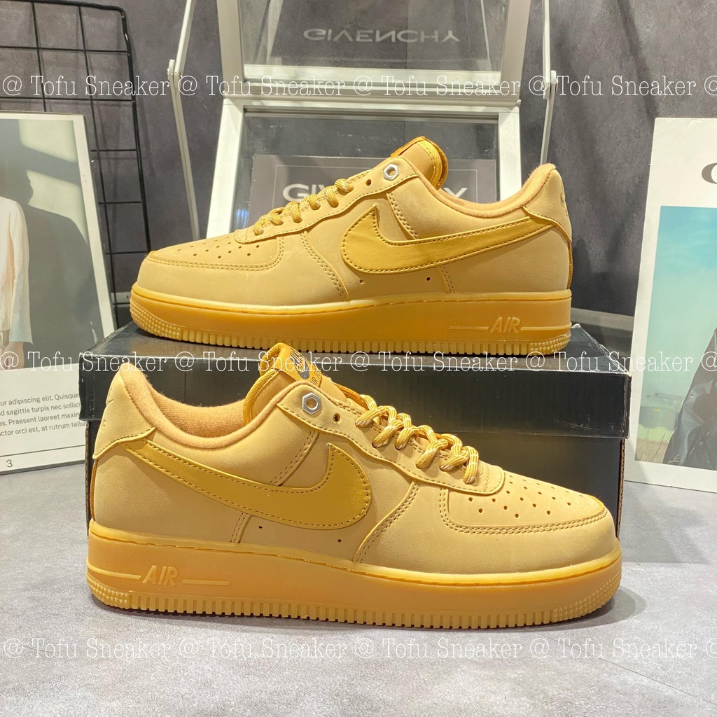 Giày AF1 Màu Vàng Da Bò Giày Air Force 1 Low Flax Wheat Giày Thể Thao Af1 Vàng Bò Bản