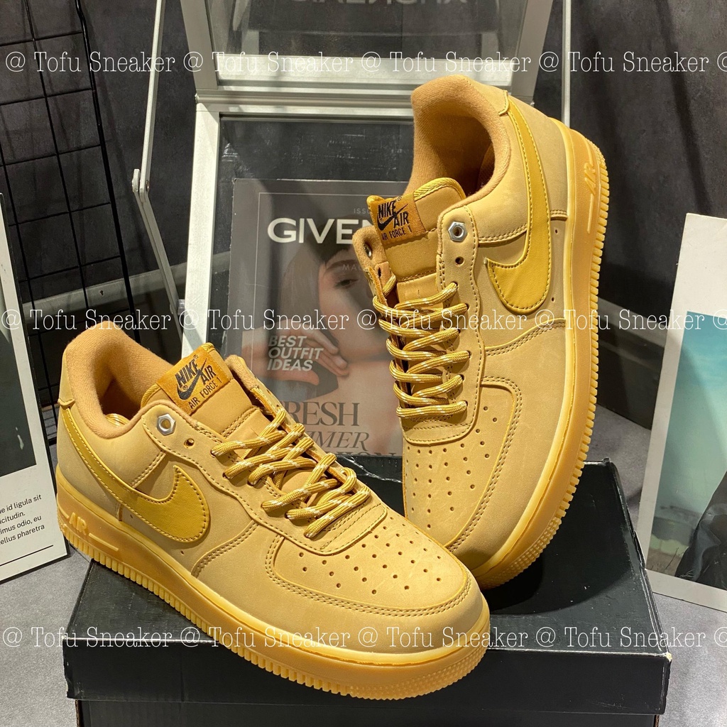 Giày AF1 Màu Vàng Da Bò Giày Air Force 1 Low Flax Wheat Giày Thể Thao Af1 Vàng Bò Bản