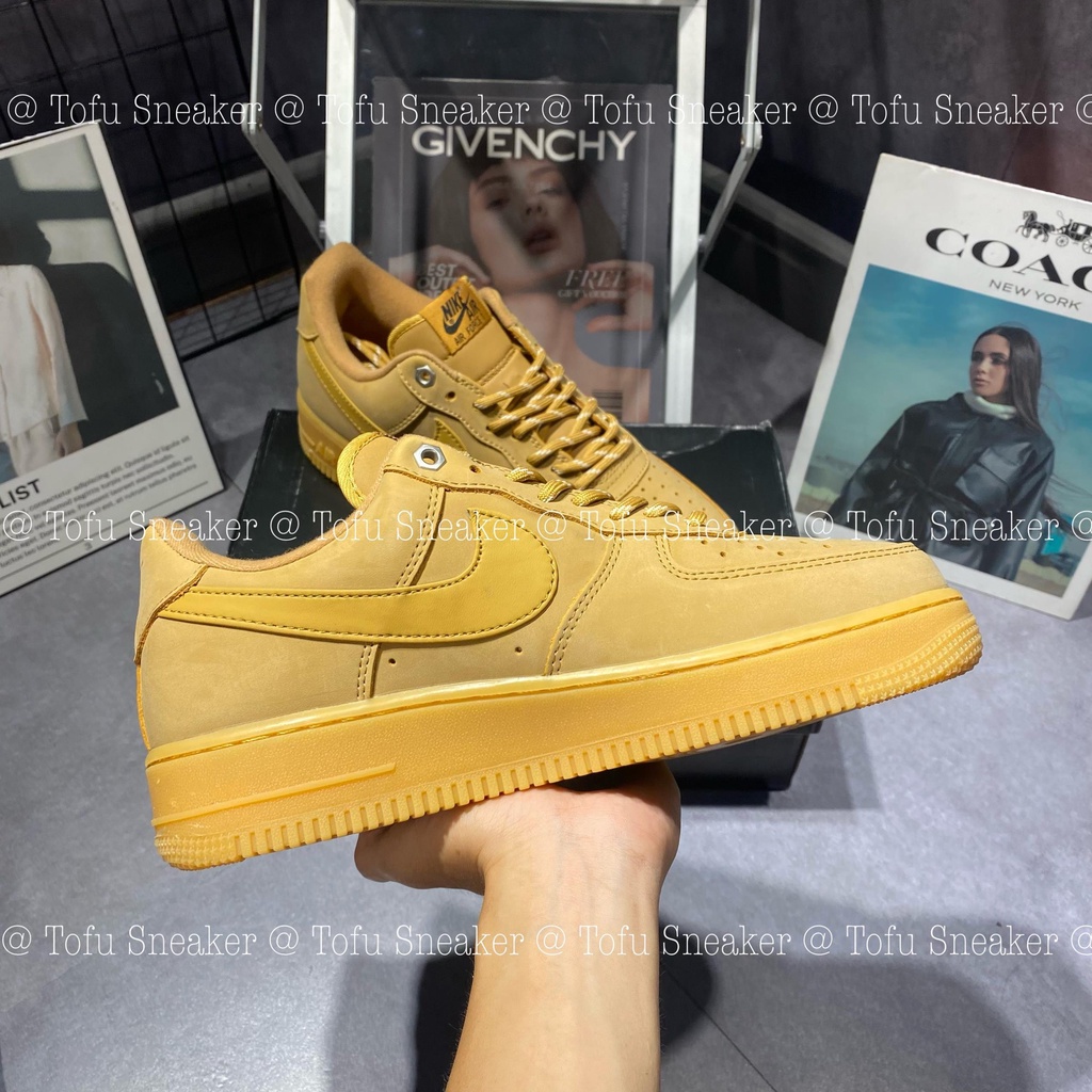 Giày AF1 Màu Vàng Da Bò Giày Air Force 1 Low Flax Wheat Giày Thể Thao Af1 Vàng Bò Bản