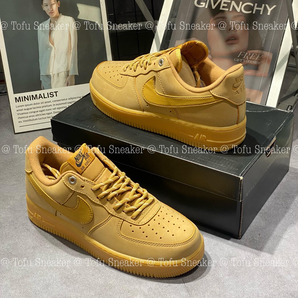Giày AF1 Màu Vàng Da Bò Giày Air Force 1 Low Flax Wheat Giày Thể Thao Af1 Vàng Bò Bản