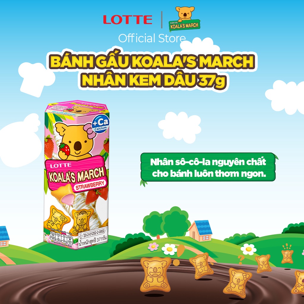 (Combo 6 hộp) Bánh gấu Koala's March nhân Kem Dâu 37 g