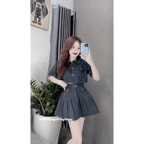 Set váy jean  có quần trong sau bo chun