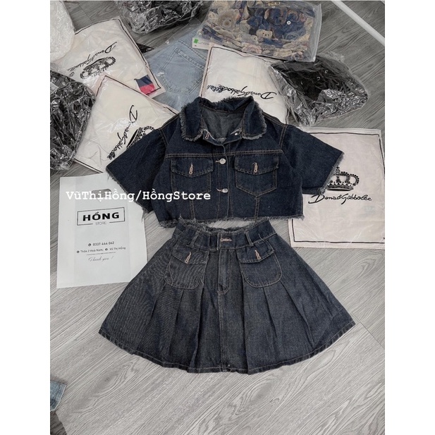 Set váy jean  có quần trong sau bo chun