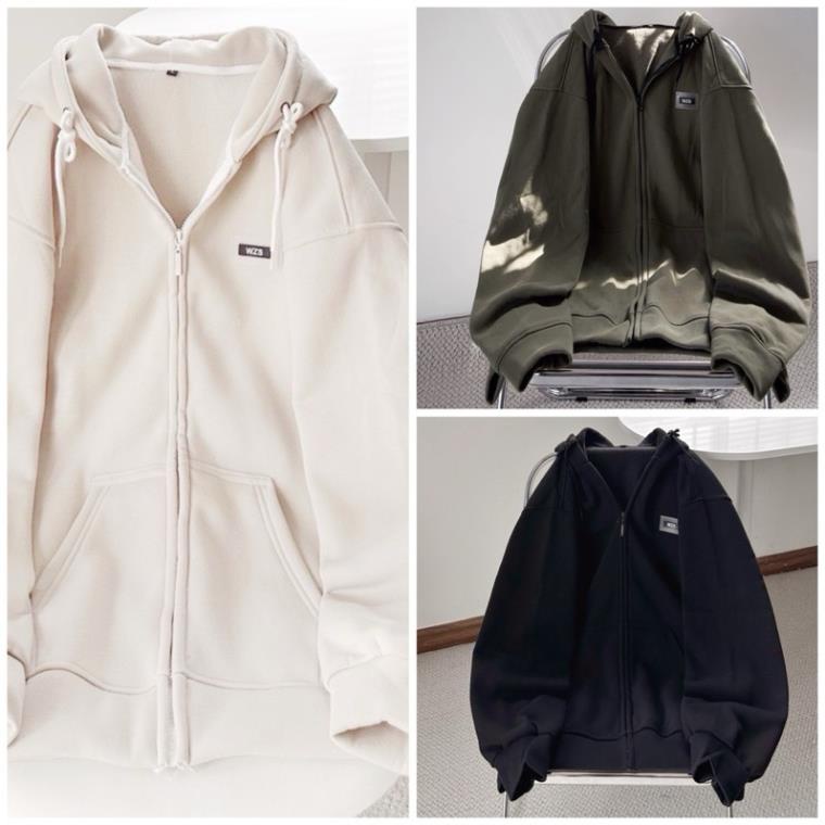 Áo Khoác Nỉ Bông Logo W.Z.S Tay Phồng Hàn Quốc Đẹp ❤ Áo Khoác Unisex Logo Mũ 2 Lớp