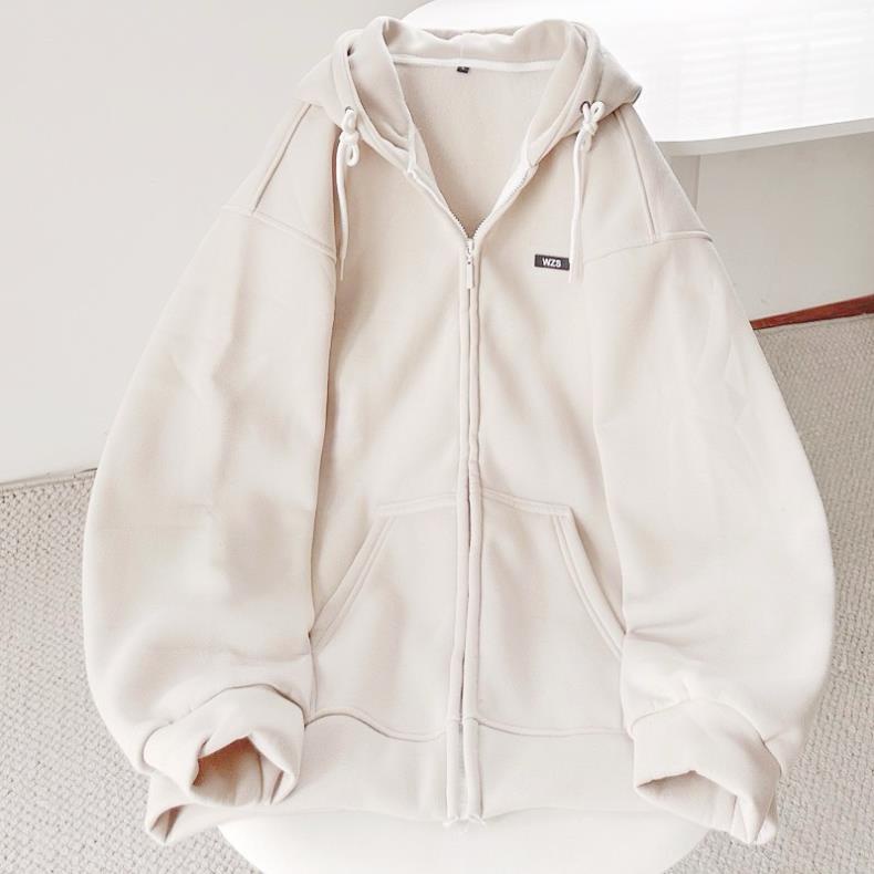 Áo Khoác Nỉ Bông Logo W.Z.S Tay Phồng Hàn Quốc Đẹp ❤ Áo Khoác Unisex Logo Mũ 2 Lớp