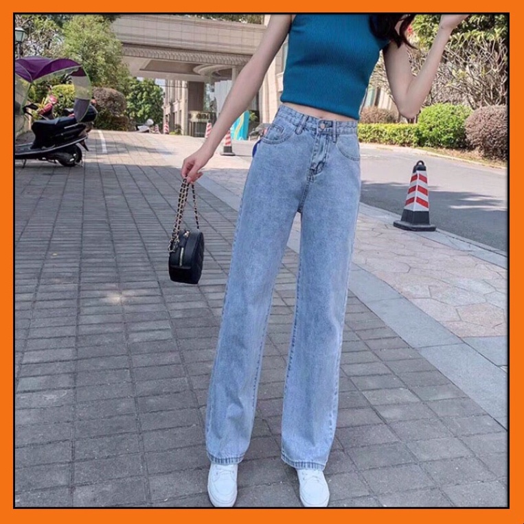 Quần bò jean ống rộng suông xuông nữ jeans cạp cao phong cách jeanshop | BigBuy360 - bigbuy360.vn