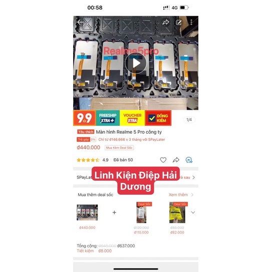 Màn hình Realme 5 pro zin hãng