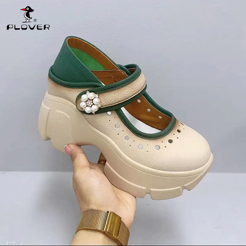 Plover Giày Lười Da Đế Dày Thời Trang Mùa Hè 2023 Phong Cách retro