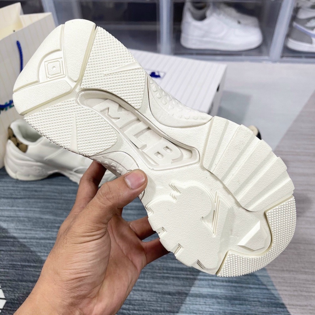 Giày MLB Chunky Mono Heel Boston Red Sox, Giày MLB NY trắng chữ vàng bản đế tách cao cấp full phụ kiện