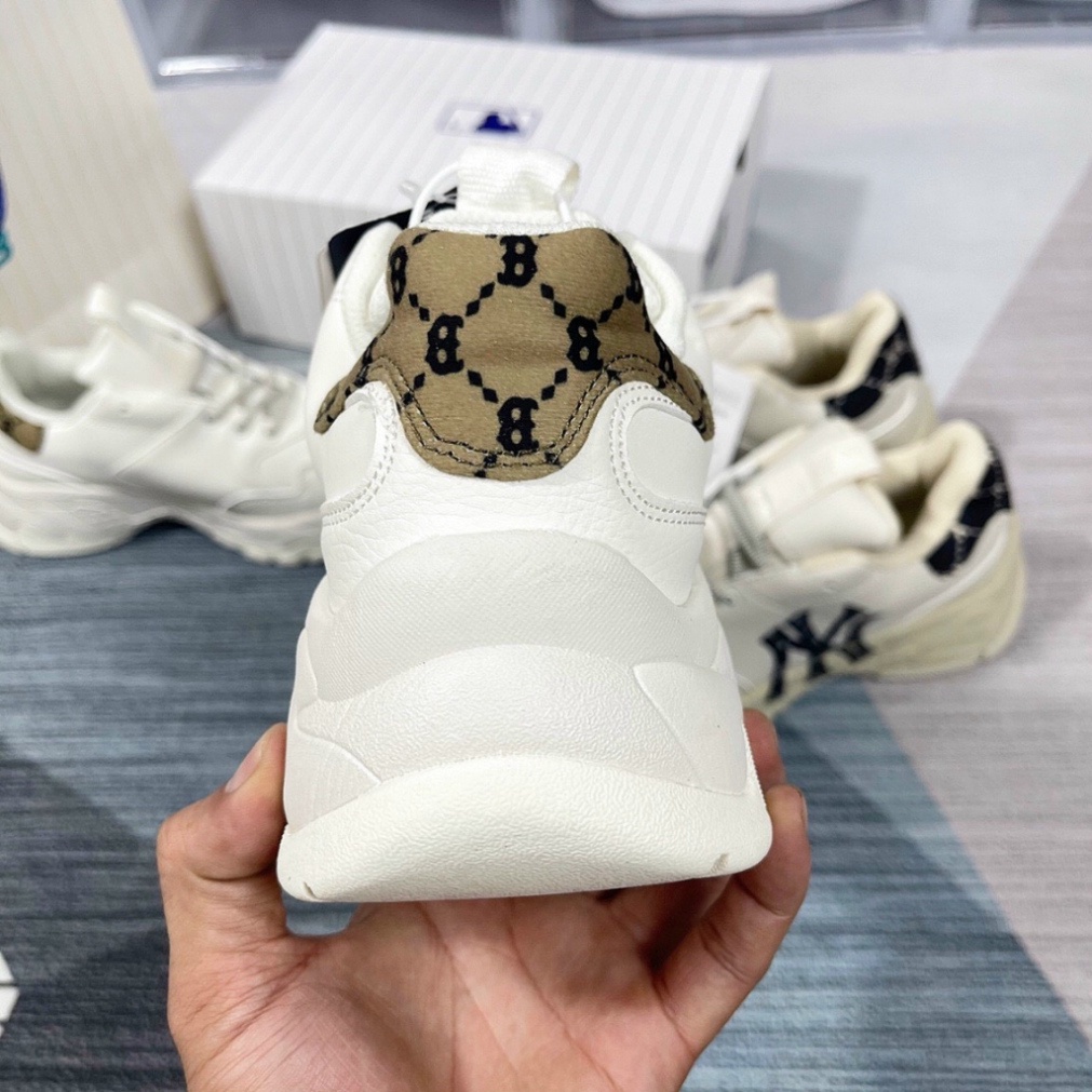 Giày MLB Chunky Mono Heel Boston Red Sox, Giày MLB NY trắng chữ vàng bản đế tách cao cấp full phụ kiện