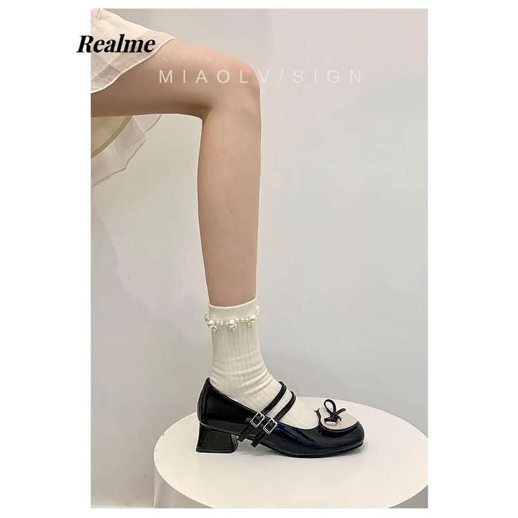 Giày mary jane Gót Dày Bằng Chất Liệu Da Thời Trang Mùa Hè 2023 Dành Cho Nữ