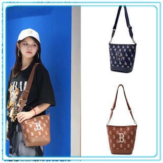 Túi Bầu Dục MLB Monogram Nâu Than Cao Cấp TQXK By hallomlbsaigon