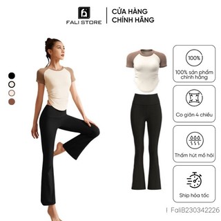 Set bộ quần áo đồ tập gym ,yoga, zumba nữ thể dục co giãn 4 chiều cao cấp có tay, quần loe phong cách mới FaliS232642390