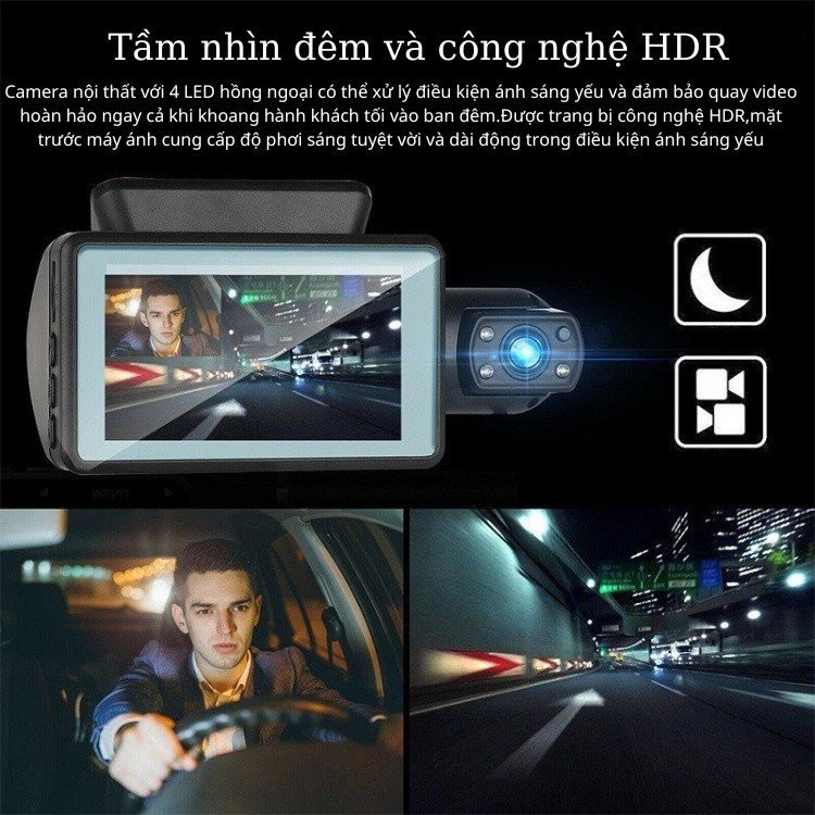 Camera hành trình ô tô 4TAXI ống kính kép 3" ghi hình DVR 1080P hồng ngoại ban đêm siêu sáng Bảo hành 12 tháng | BigBuy360 - bigbuy360.vn