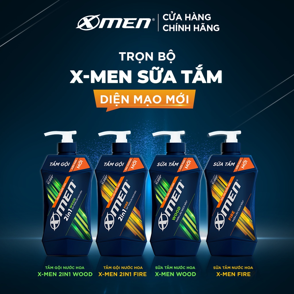 Combo Tắm gội Xmen 900g - 2 mùi hương nước hoa thơm lâu và sạch sâu