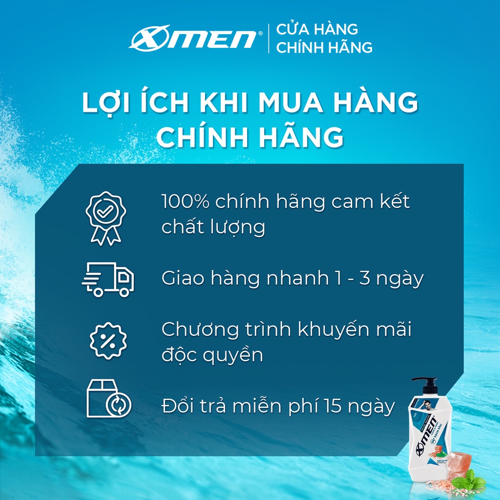 Dầu gội X-Men Clean & Fresh Sạch Sâu & Khoẻ Mượt 630g