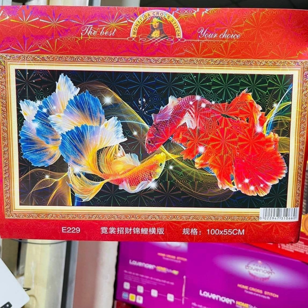 TRANH THÊU CHỮ THẬP SONG NGƯ E229