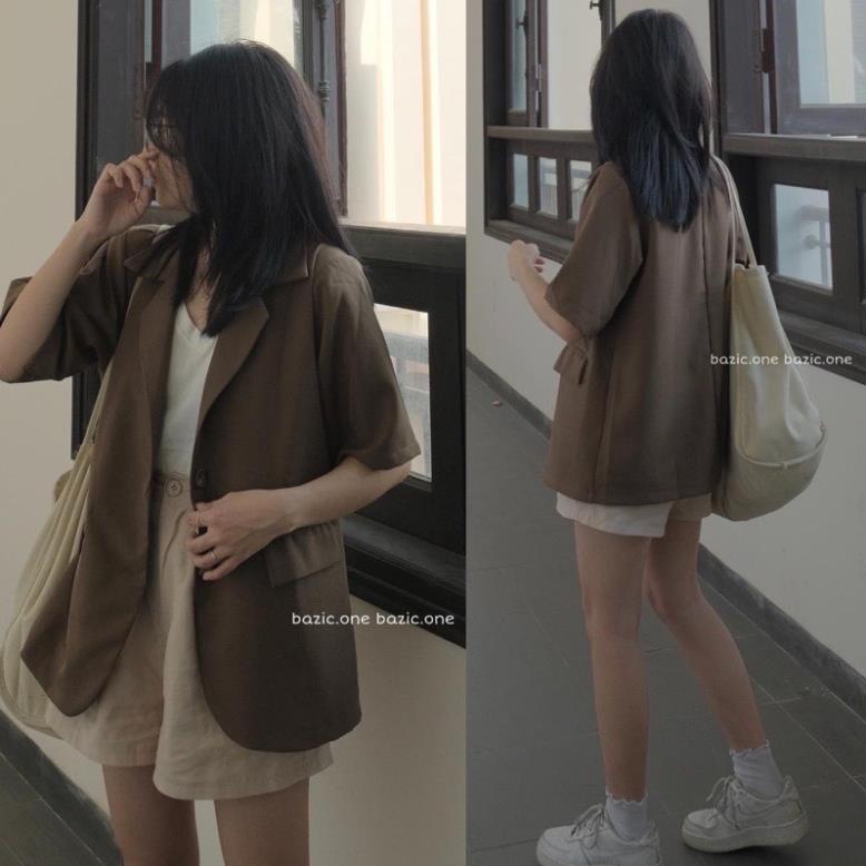 Áo Blazer ngắn tay thời trang Hàn Quốc dễ phối đồ Ulzzang Style phong cách dễ thương Hàn Quốc A06 | BigBuy360 - bigbuy360.vn