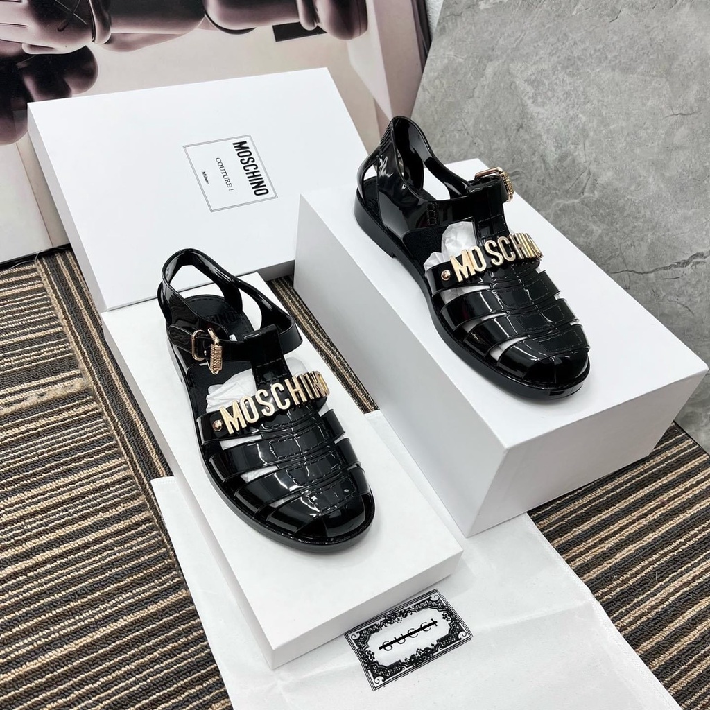 Dép quai hậu moschino thời trang nam,Dép saldan nam Mochino 2023 cao cấp,Dọ mochino siêu đẹp
