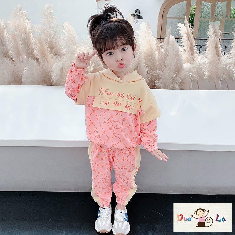 Doula ~ Bộ Đồ Thể Thao Hai Mảnh Có Mũ Trùm Phong Cách Phương Tây Thời Trang Xuân Thu Cho Bé Gái